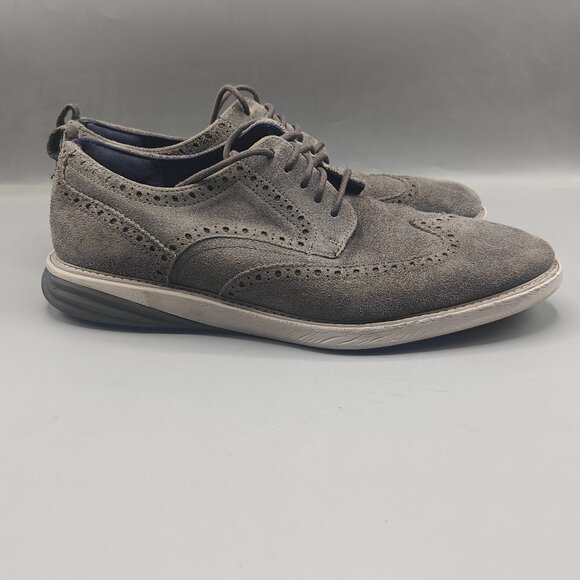 Cole Haan Grand Evolution Wingtip Oxford Shoes Men's Size 11M Suede Gray - Picture 1 of 11